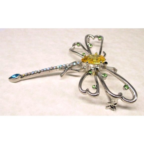 Dragonfly Silvertone Brooch Pin - Bug Insect Nature Jewelry Gift - Picture 5 of 8